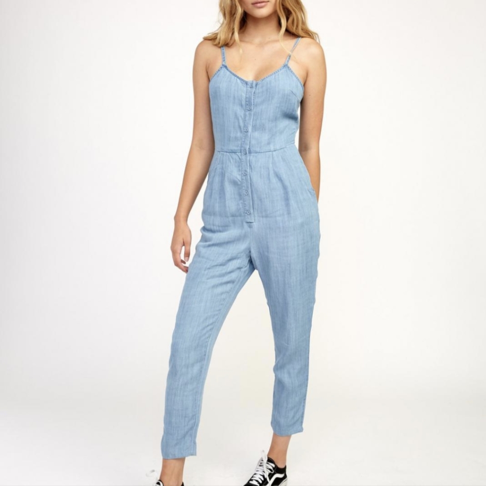 RCVA Chambray Jumper Romper Large